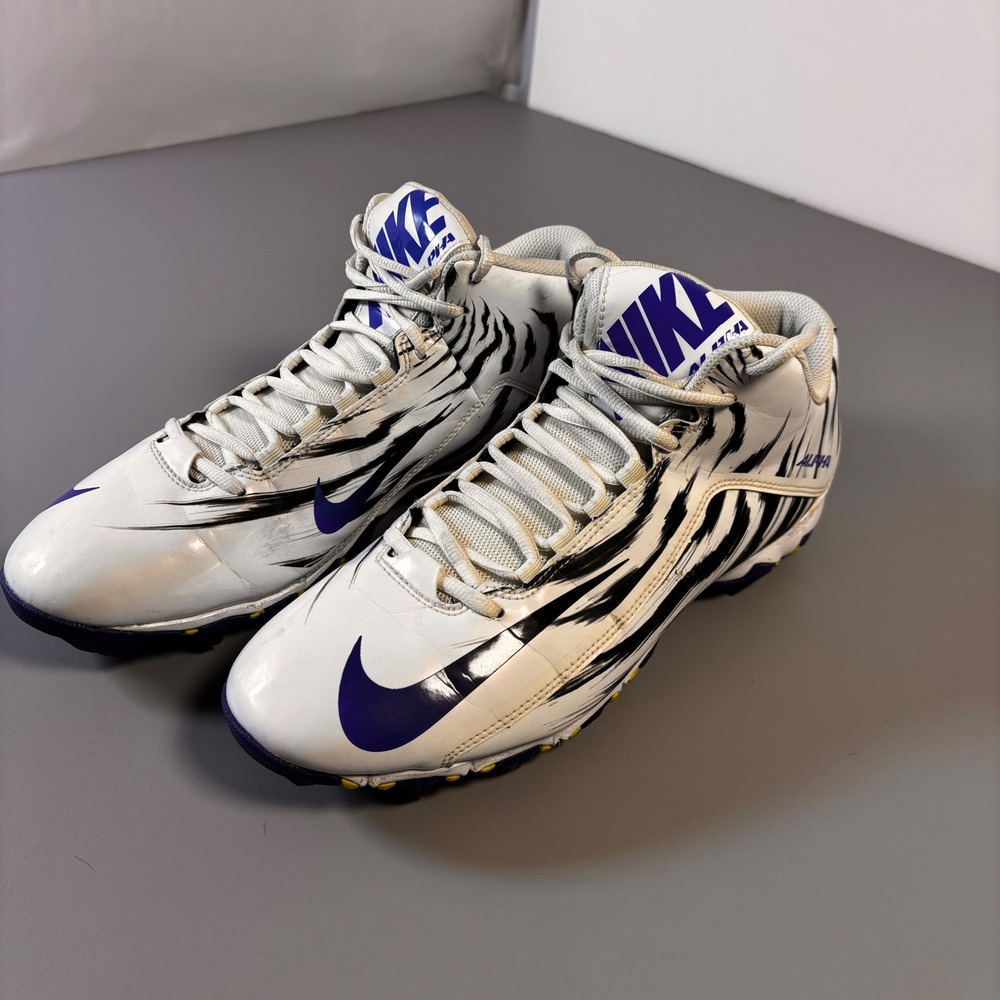 Nike Alpha Men's Football Cleats size 12 White Purple‎ Zebra Print 848510-140